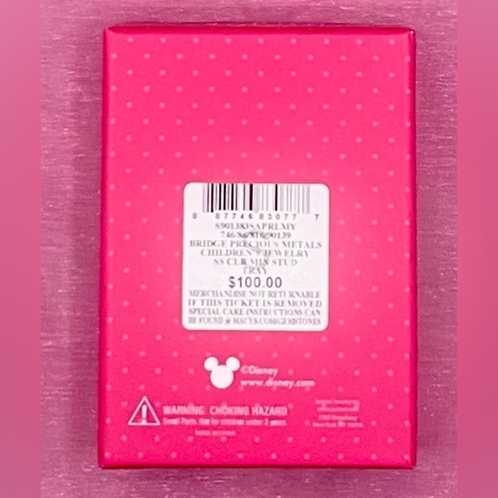 Disney MINNIE MOUSE Sterling Silver Clear Crystal Stud Earrings & Trinket Dish - Picture 9 of 9